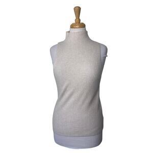 Anthropologie Maeve 100% Cashmere Sleeveless Turtleneck Tan Size Medium